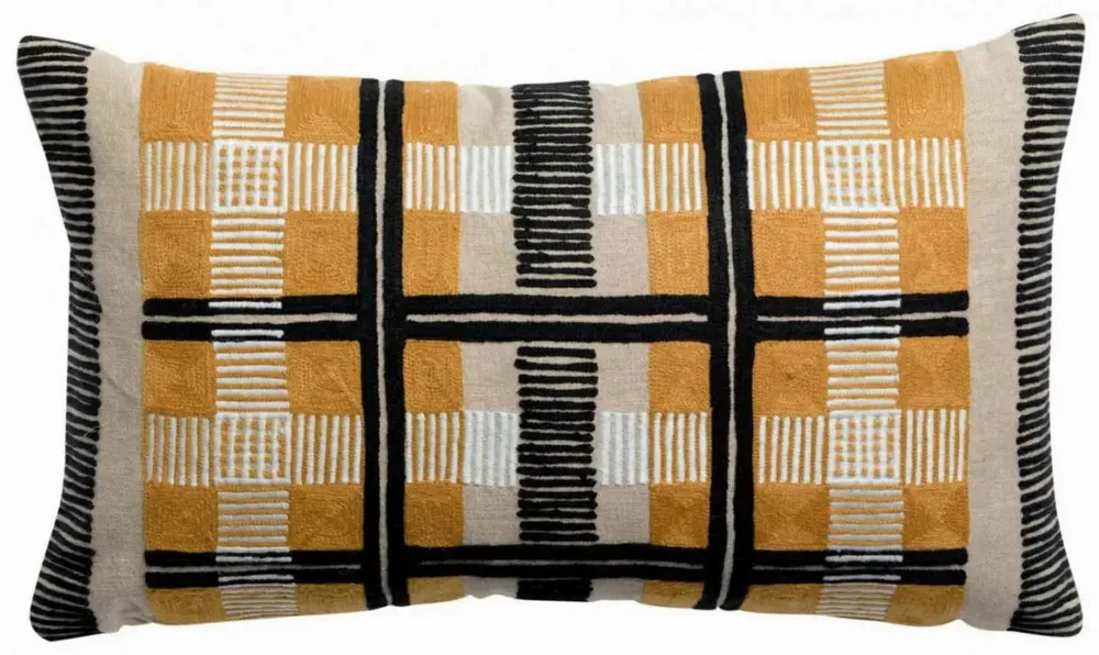 Coussins - Coussin Eden brodé Ocre 30 x 50 - MAISON VIVARAISE - SDE VIVARAISE WINKLER