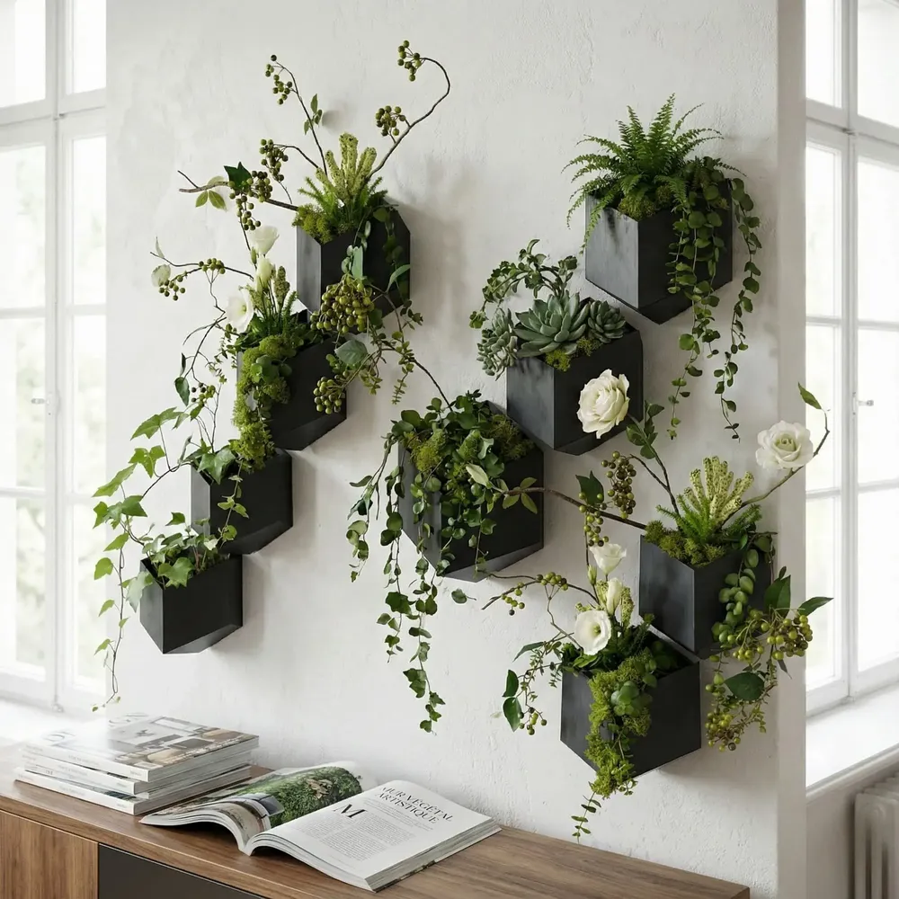 Window boxes - Natural slate wall hexagonal planter, 25/22/12.5 cm, HEXA2 - ARDOISE DESIGN