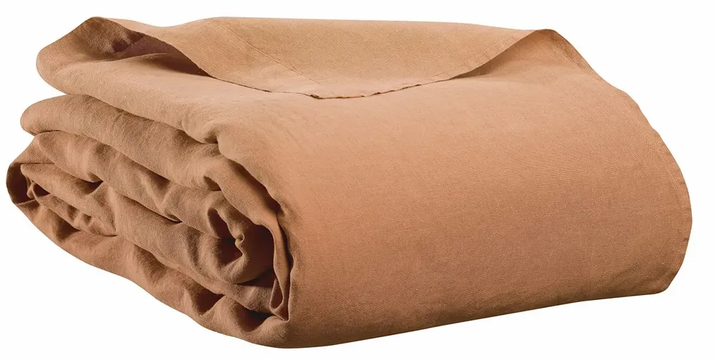 Bed linens - Kala Flat Sheet Cannelle 240 X 300 - MAISON VIVARAISE - SDE VIVARAISE WINKLER