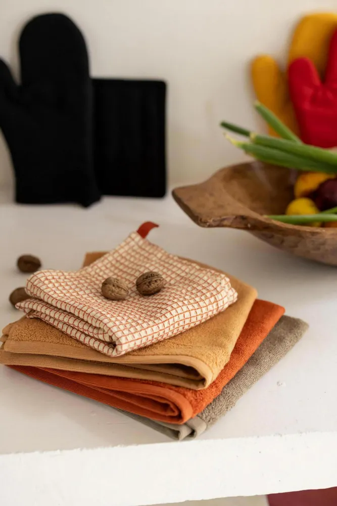 Dish towels - Two-tone honeycomb tea towel Mumba Marmelade 50 X 70 - MAISON VIVARAISE - SDE VIVARAISE WINKLER