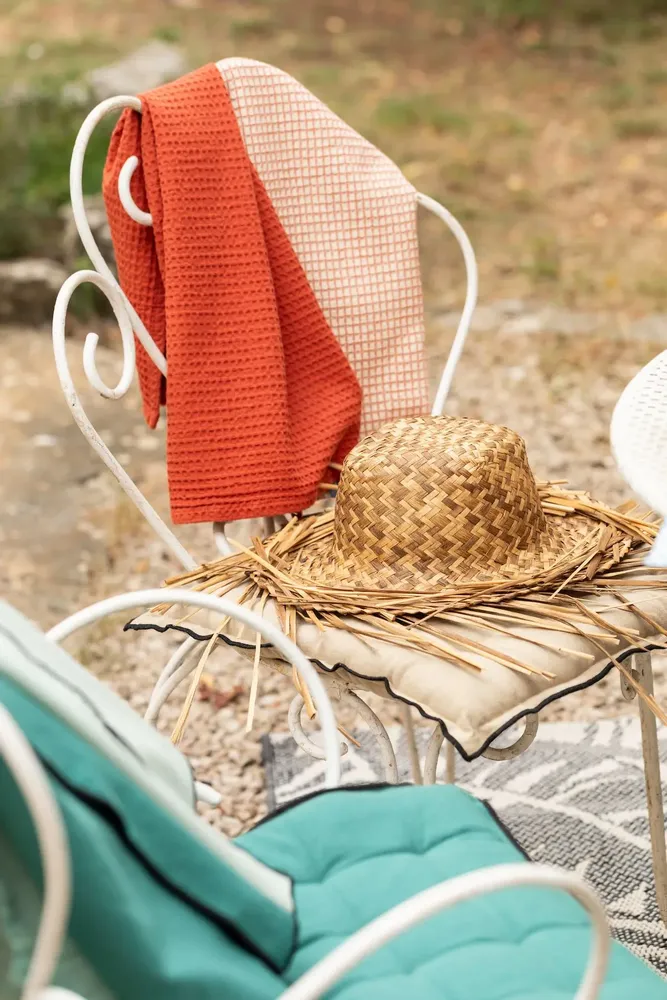 Dish towels - Plain honeycomb tea towel Mumba Marmelade 50 X 70 - MAISON VIVARAISE - SDE VIVARAISE WINKLER