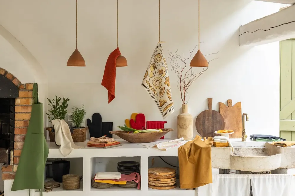 Dish towels - Plain honeycomb tea towel Mumba Marmelade 50 X 70 - MAISON VIVARAISE - SDE VIVARAISE WINKLER