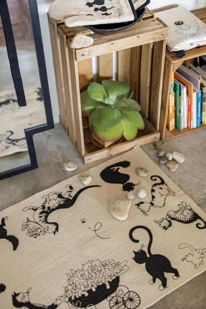 Tapis - Tapis Dubout Multi Chats Ecru 60 x 90 - MAISON VIVARAISE - SDE VIVARAISE WINKLER