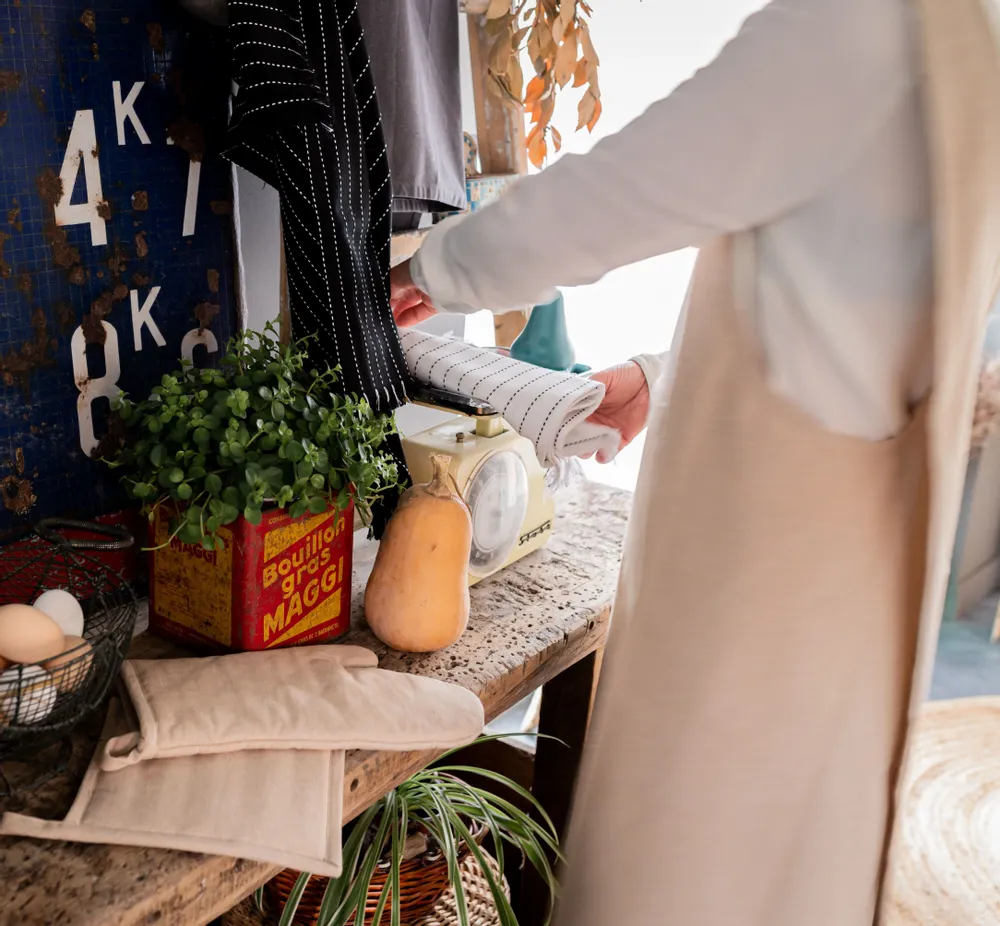 Potholders - Recycled Oven Mitt and Pot Holder Jona Naturel 15 X 30 - MAISON VIVARAISE - SDE VIVARAISE WINKLER