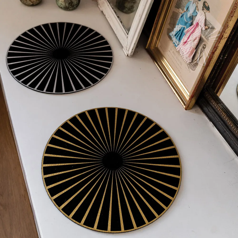 Placemats - Felt Placemat Raini Noir/Argent Diameter 40 - MAISON VIVARAISE - SDE VIVARAISE WINKLER
