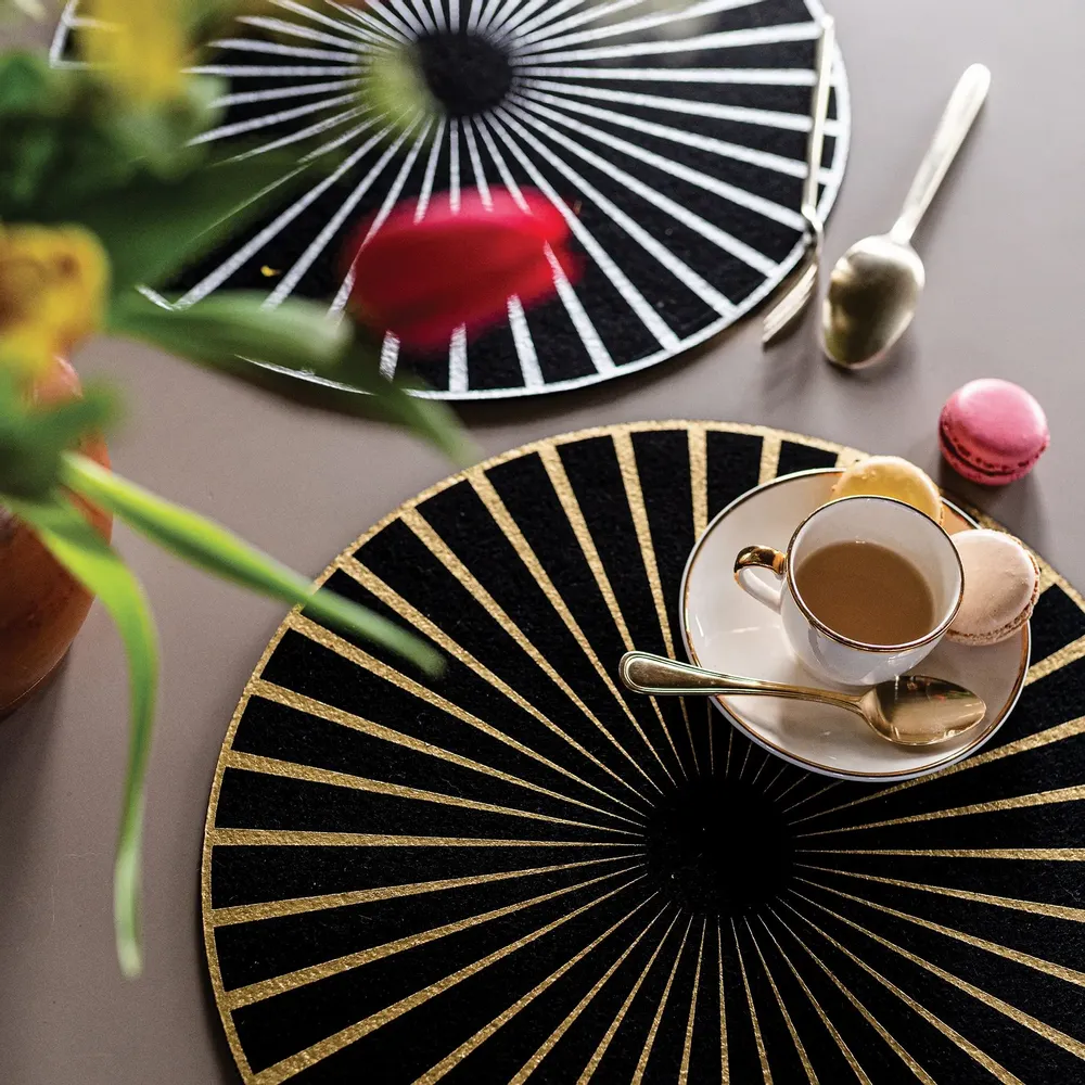 Placemats - Felt Placemat Raini Noir/Argent Diameter 40 - MAISON VIVARAISE - SDE VIVARAISE WINKLER