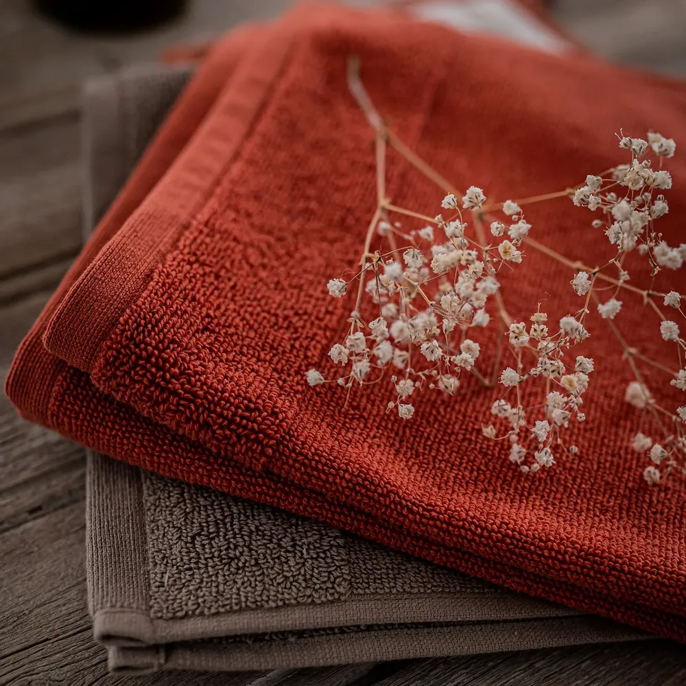 Ustensiles de cuisine - Essuie-mains oeillet Curl Terracotta 50 x 50 - MAISON VIVARAISE - SDE VIVARAISE WINKLER