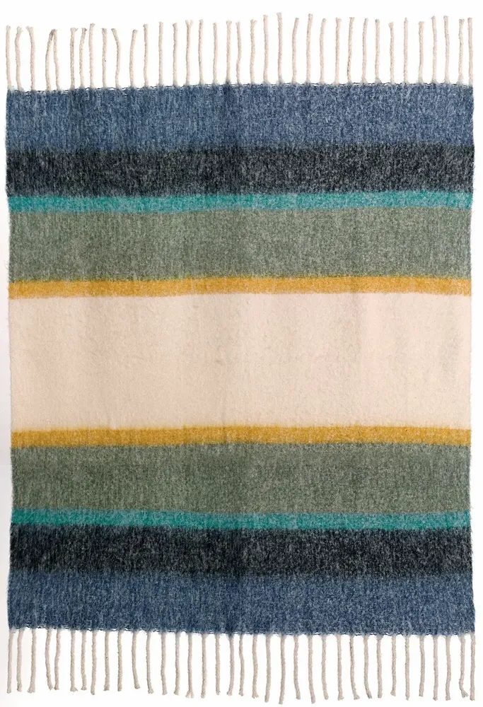 Plaids - Plaid rayé recyclé Isabel Mousse 130 x 160 - MAISON VIVARAISE - SDE VIVARAISE WINKLER