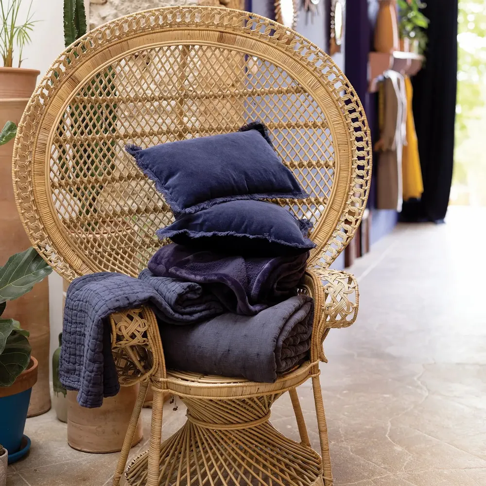 Coussins - Coussin uni Fara Marine 45 x 45 - MAISON VIVARAISE - SDE VIVARAISE WINKLER