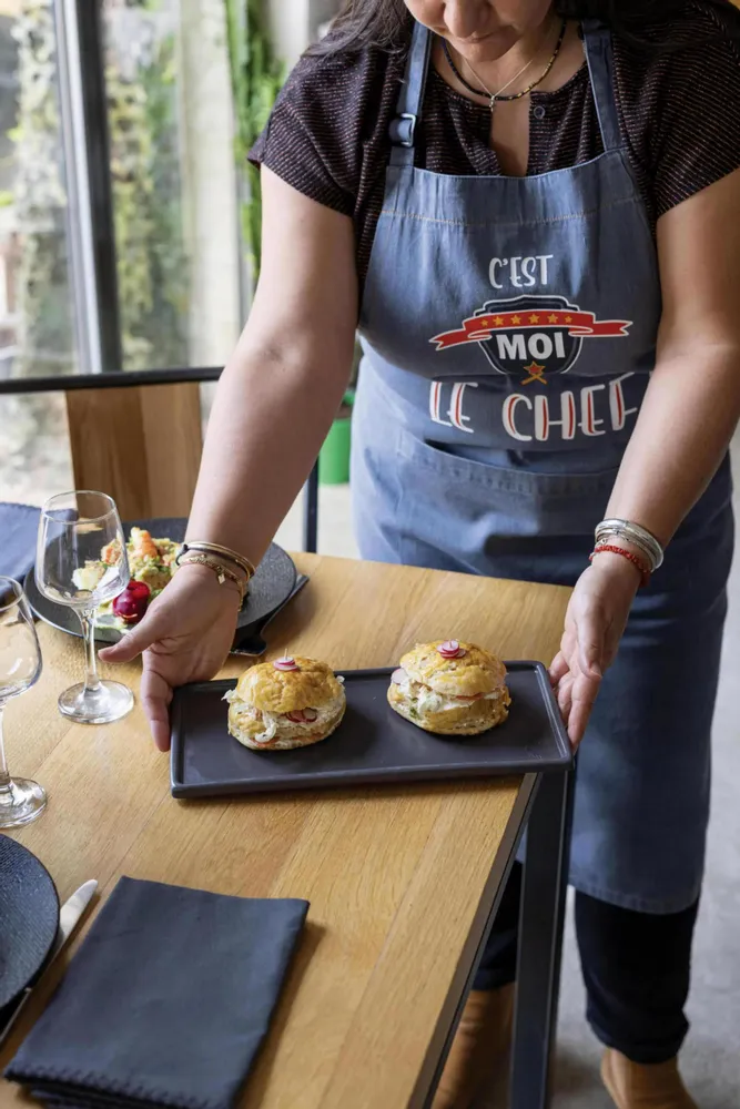 Tabliers de cuisine - Tablier de cuisine Le chef recyclé Noir 72 x 90 - MAISON VIVARAISE - SDE VIVARAISE WINKLER