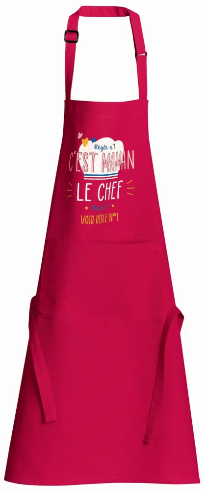 Aprons - Recycled kitchen apron Chef maman Rose 72 X 90 - MAISON VIVARAISE - SDE VIVARAISE WINKLER