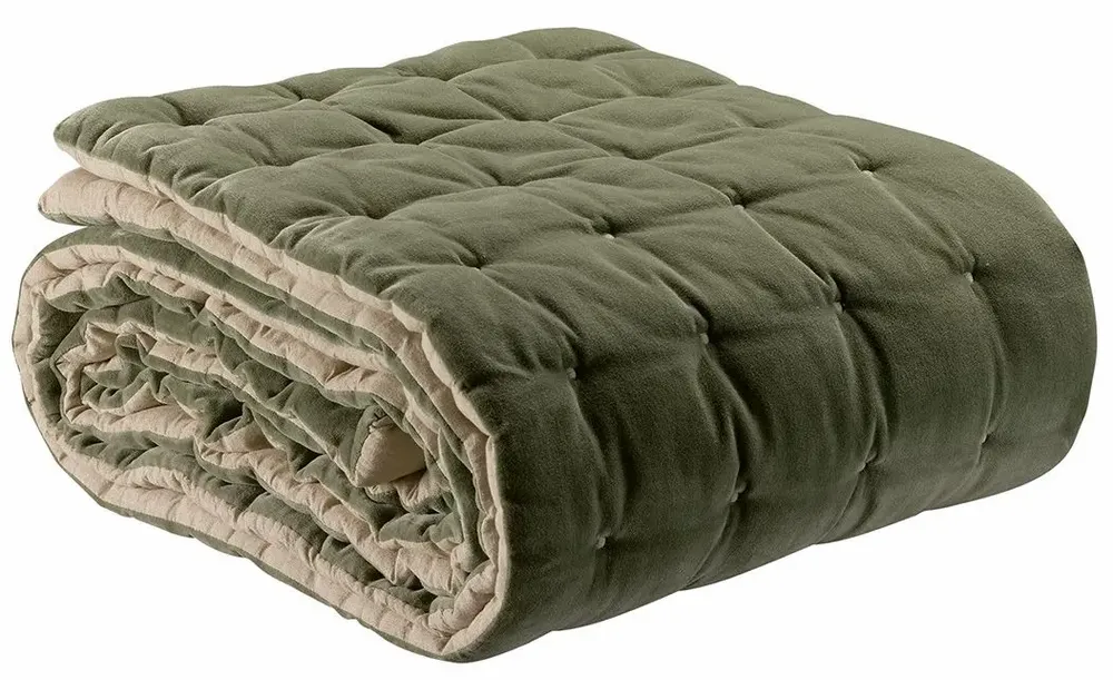 Linge de lit - Jeté uni Elise finition capiton Verveine 240 x 260 - MAISON VIVARAISE - SDE VIVARAISE WINKLER