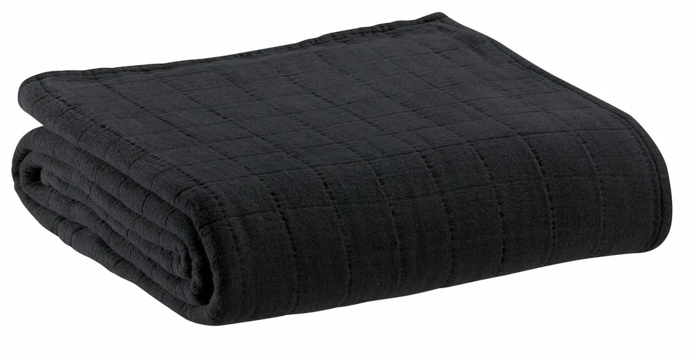 Linge de lit - Jeté recyclé Lisa Noir 240 x 260 - MAISON VIVARAISE - SDE VIVARAISE WINKLER