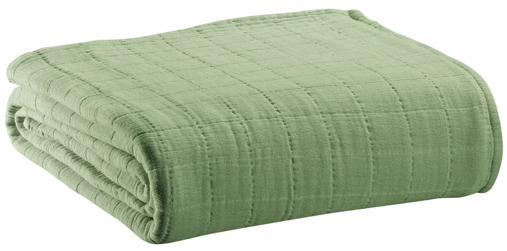 Linge de lit - Jeté recyclé Lisa Verveine 180 x 260 - MAISON VIVARAISE - SDE VIVARAISE WINKLER