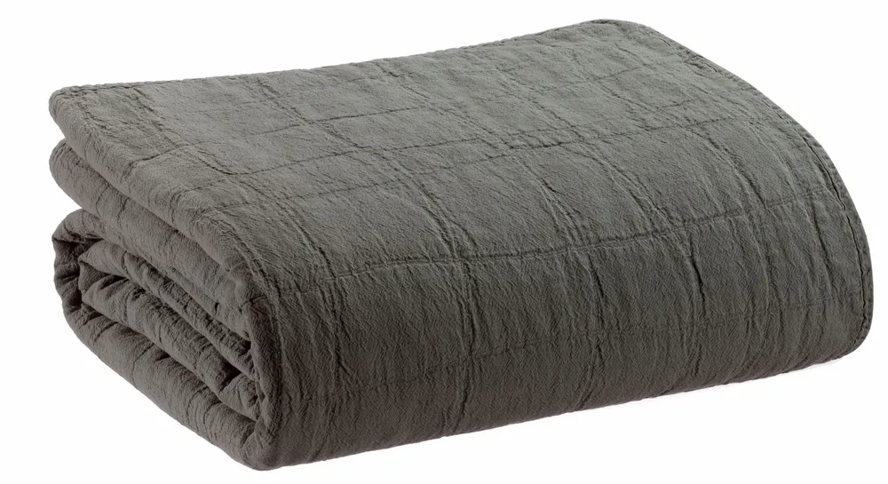 Linge de lit - Jeté recyclé Titou Carbone 240 x 260 - MAISON VIVARAISE - SDE VIVARAISE WINKLER