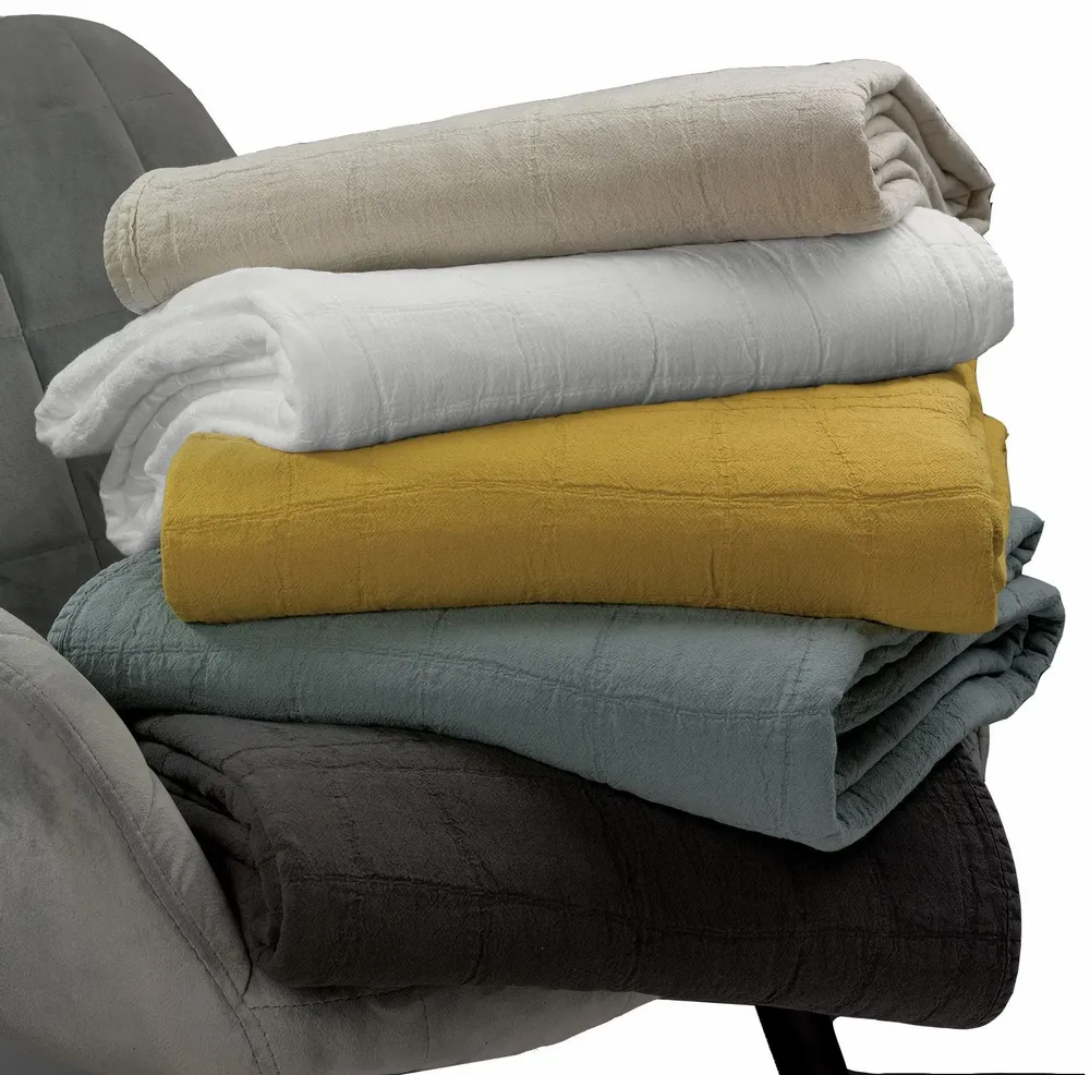 Linge de lit - Jeté recyclé Titou Carbone 240 x 260 - MAISON VIVARAISE - SDE VIVARAISE WINKLER