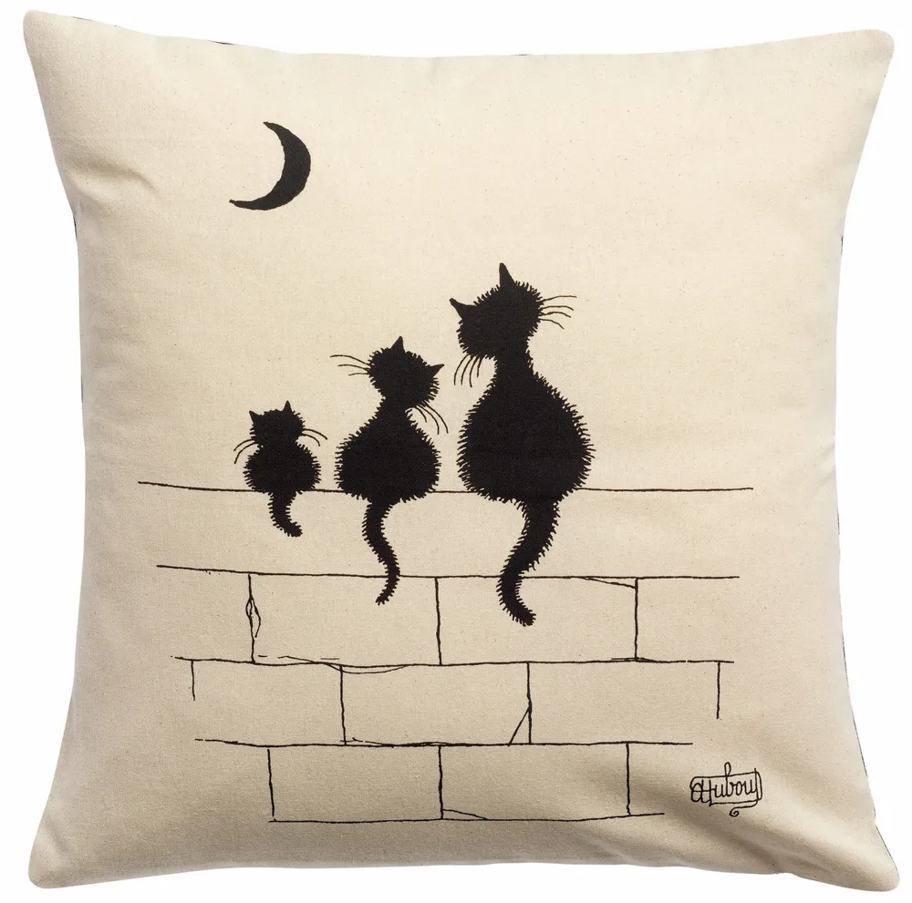 Coussins - Coussin Dubout 3 chats Ecru 45 x 45 - MAISON VIVARAISE - SDE VIVARAISE WINKLER