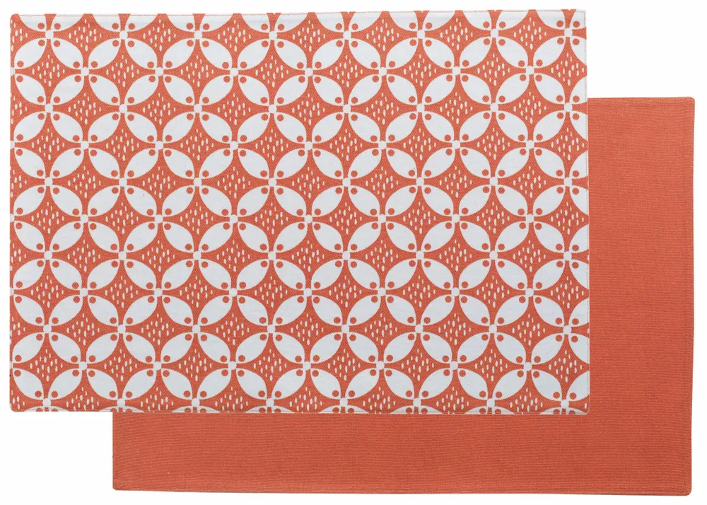 Table cloths - Recycled Coated Placemat Set Fatou Corail 33 X 48 - MAISON VIVARAISE - SDE VIVARAISE WINKLER