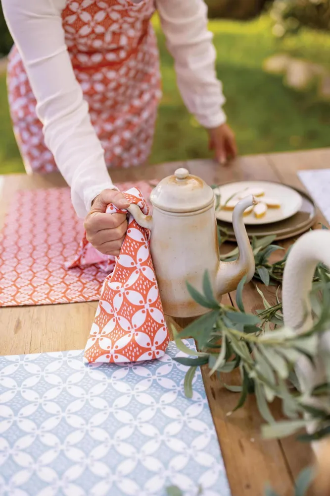 Table cloths - Recycled Coated Placemat Set Fatou Corail 33 X 48 - MAISON VIVARAISE - SDE VIVARAISE WINKLER