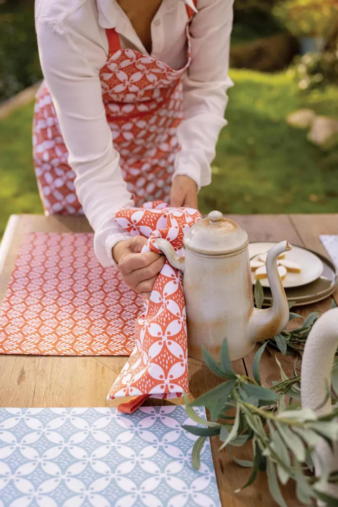 Dish towels - Recycled Tea Towel Fatou Corail 50 X 70 - MAISON VIVARAISE - SDE VIVARAISE WINKLER