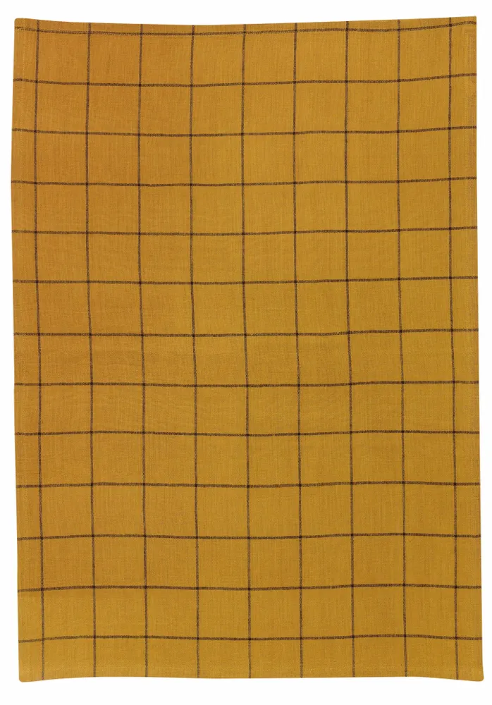 Dish towels - Kilia Checkered Linen-Cotton Tea Towel Bronze 50 X 70 - MAISON VIVARAISE - SDE VIVARAISE WINKLER