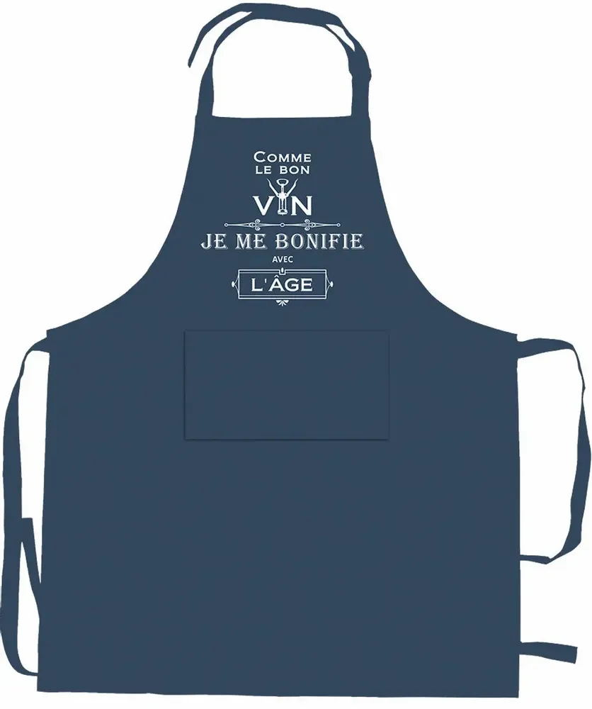 Tabliers de cuisine - Tablier de cuisine Je me bonifie avec l'âge recyclé Indigo 72 x 90 - MAISON VIVARAISE - SDE VIVARAISE WINKLER