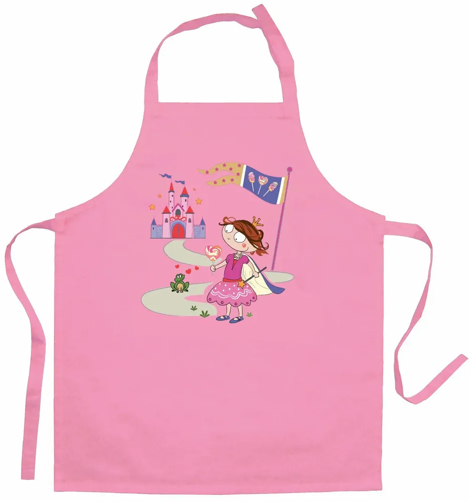 Tabliers de cuisine - Tablier de cuisine enfant Princesse et grenouille recyclé Rose 52 x 63 - MAISON VIVARAISE - SDE VIVARAISE WINKLER