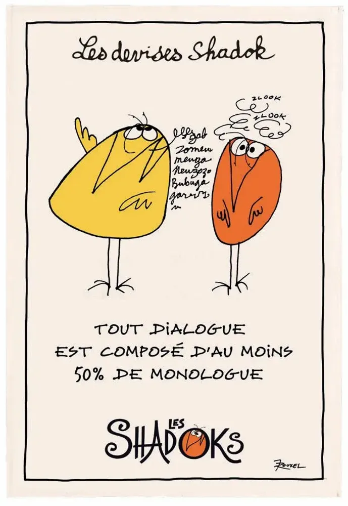 Torchons - Torchon Shadoks Dialogue Ecru 48 x 72 - MAISON VIVARAISE - SDE VIVARAISE WINKLER