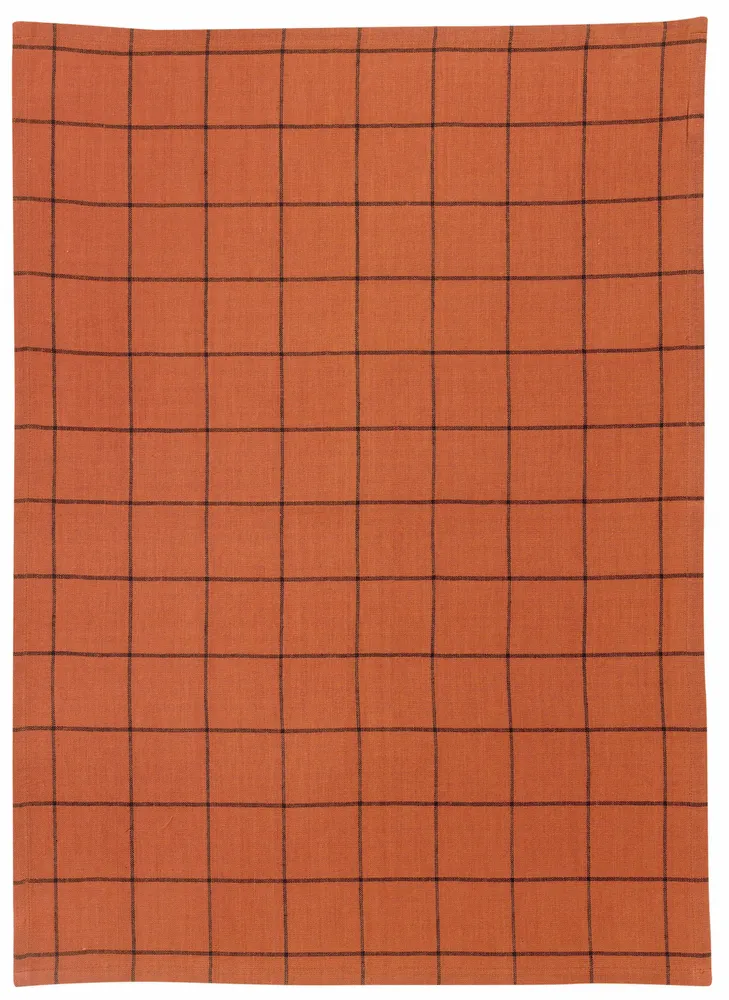 Dish towels - Kilia Checkered Linen-Cotton Tea Towel Brique 50 X 70 - MAISON VIVARAISE - SDE VIVARAISE WINKLER