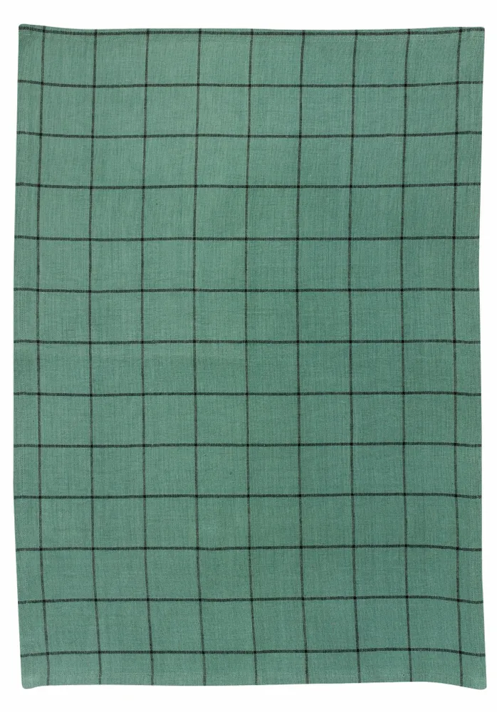 Dish towels - Kilia Checkered Linen-Cotton Tea Towel Vert de gris 50 X 70 - MAISON VIVARAISE - SDE VIVARAISE WINKLER
