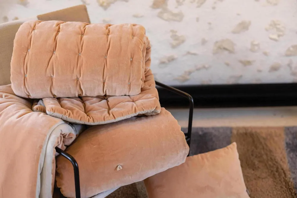 Linge de lit - Jeté uni Elise finition capiton Epice 240 x 260 - MAISON VIVARAISE - SDE VIVARAISE WINKLER