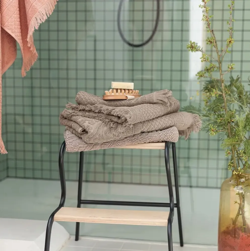 Autres linges de bain - Tapis de bain uni Enzo Chamois 54 x 110 - MAISON VIVARAISE - SDE VIVARAISE WINKLER