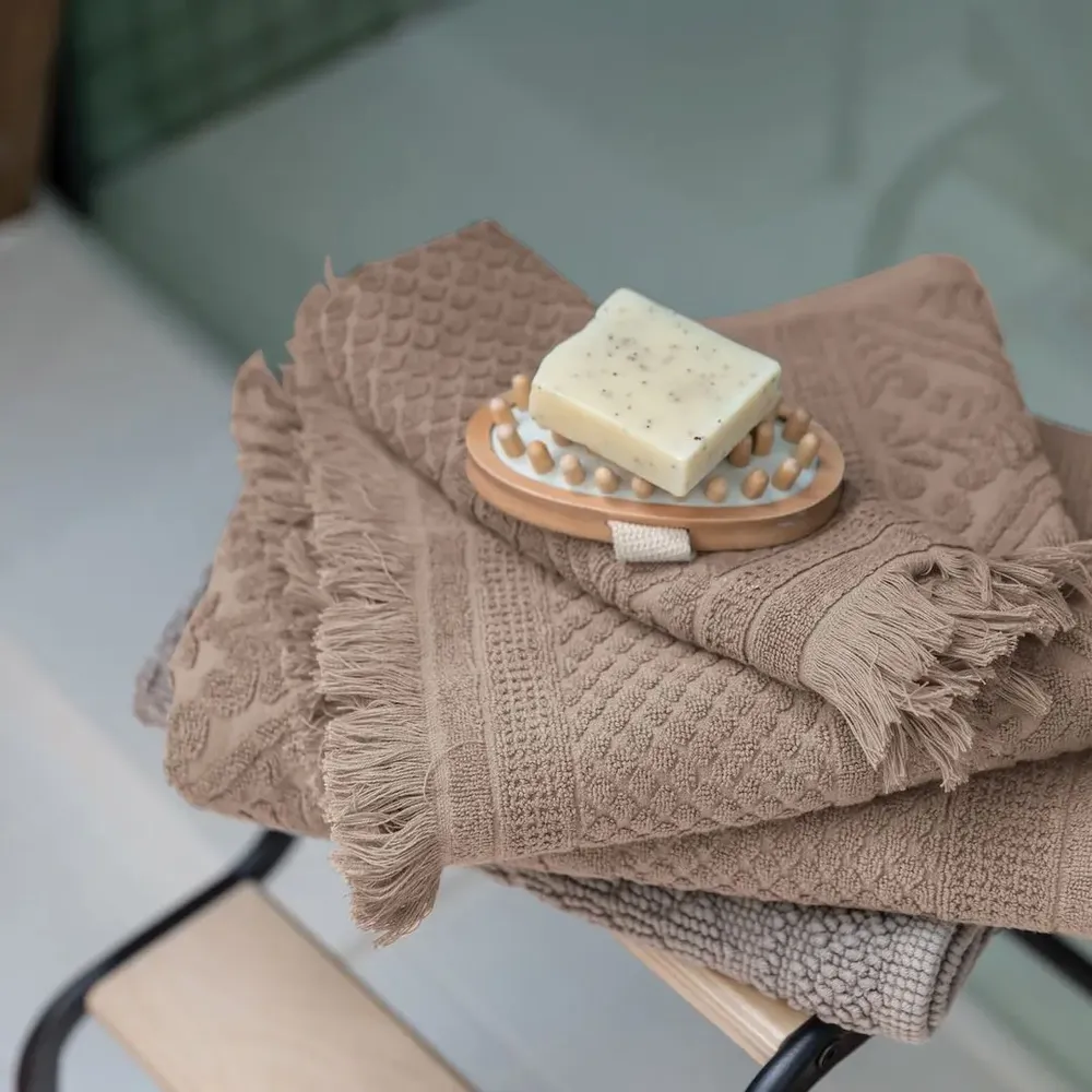 Autres linges de bain - Tapis de bain uni Enzo Chamois 54 x 110 - MAISON VIVARAISE - SDE VIVARAISE WINKLER