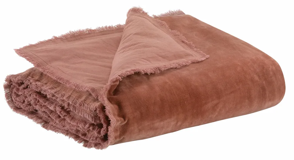 Linge de lit - Édredon uni Fara Bois de rose 85 x 200 - MAISON VIVARAISE - SDE VIVARAISE WINKLER