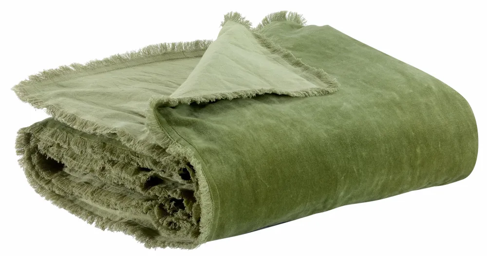 Bed linens - Plain Fara Bedspread Olive 85 X 200 - MAISON VIVARAISE - SDE VIVARAISE WINKLER