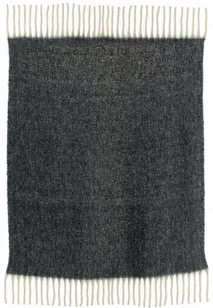 Throw blankets - Isabel Recycled Plain Throw Caviar 130 X 160 - MAISON VIVARAISE - SDE VIVARAISE WINKLER