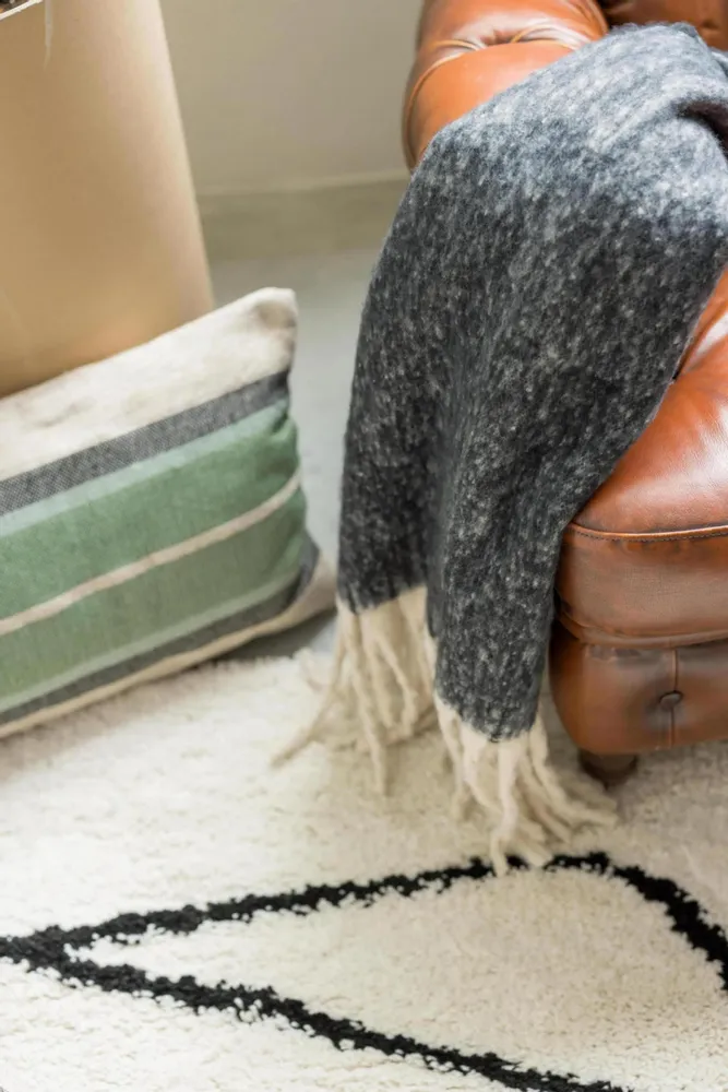 Throw blankets - Isabel Recycled Plain Throw Caviar 130 X 160 - MAISON VIVARAISE - SDE VIVARAISE WINKLER