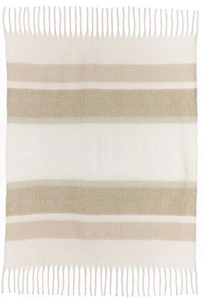 Throw blankets - Recycled Striped Throw Isabel Naturel 130 X 160 - MAISON VIVARAISE - SDE VIVARAISE WINKLER