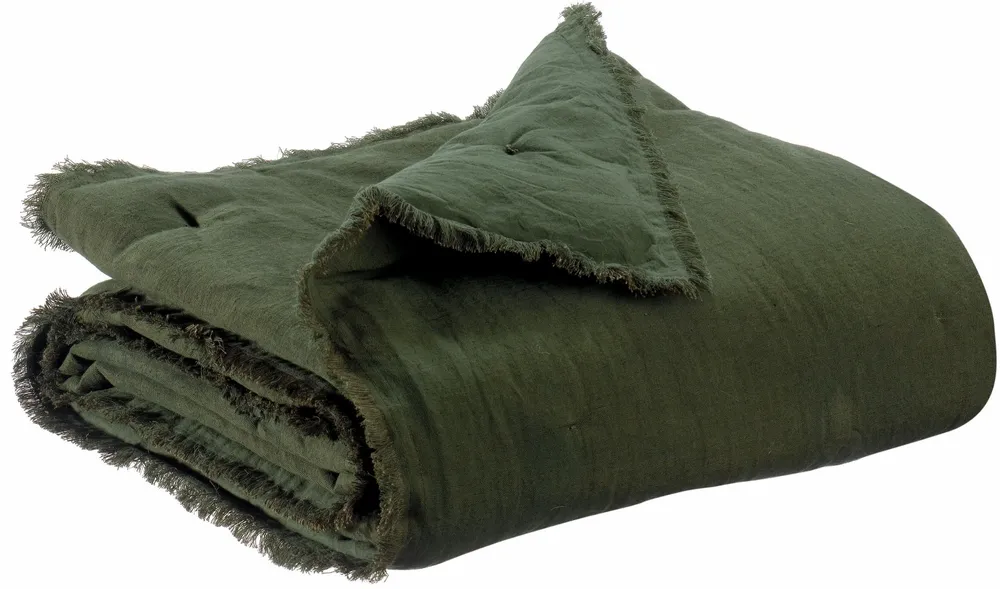 Throw blankets - Laly Plain Throw Olive 135 X 200 - MAISON VIVARAISE - SDE VIVARAISE WINKLER