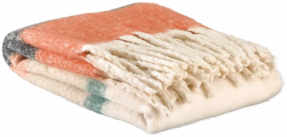 Throw blankets - Recycled Striped Throw Isabel Chataigne 130 X 160 - MAISON VIVARAISE - SDE VIVARAISE WINKLER