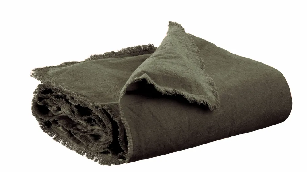 Linge de lit - Édredon uni Laly Olive 85 x 200 - MAISON VIVARAISE - SDE VIVARAISE WINKLER