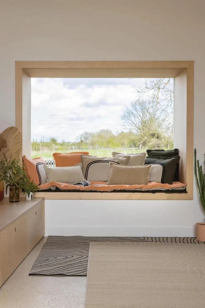 Cushions - Laly Bicolore Two-Tone Cushion Galet 40 X 65 - MAISON VIVARAISE - SDE VIVARAISE WINKLER