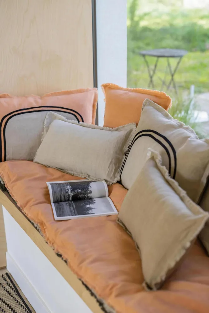 Cushions - Laly Bicolore Two-Tone Cushion Galet 40 X 65 - MAISON VIVARAISE - SDE VIVARAISE WINKLER