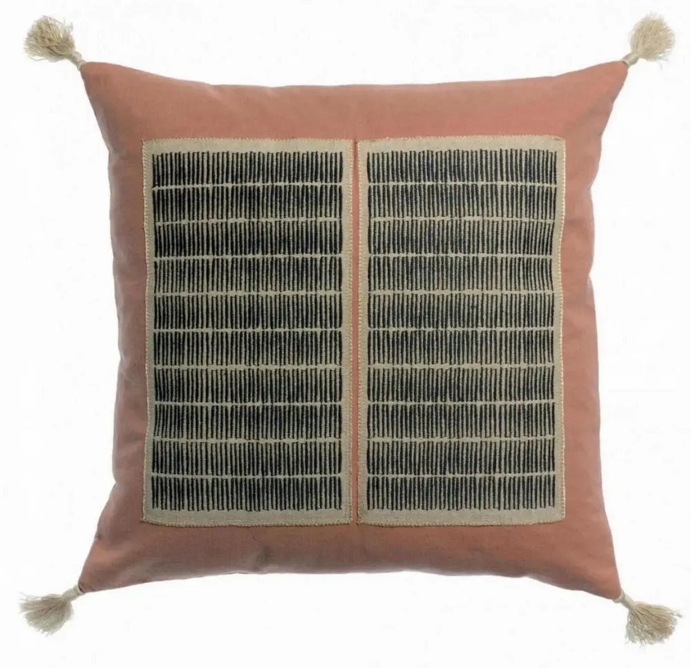 Cushions - Cushion Yael W/Emb Bois De Rose 45 X 45 - MAISON VIVARAISE - SDE VIVARAISE WINKLER