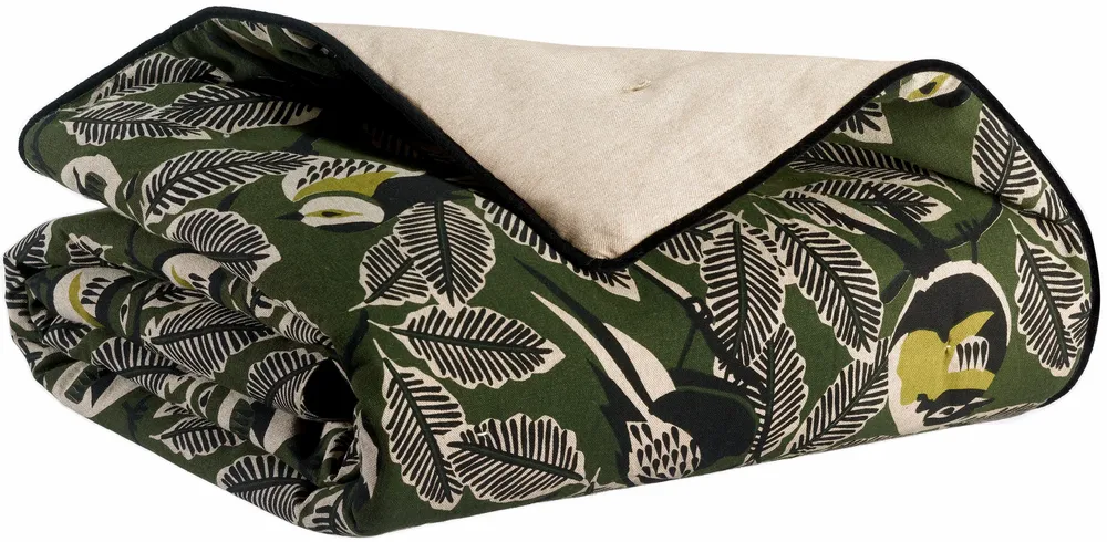 Throw blankets - Zazu Chambray blanket Olive 135 X 200 - MAISON VIVARAISE - SDE VIVARAISE WINKLER