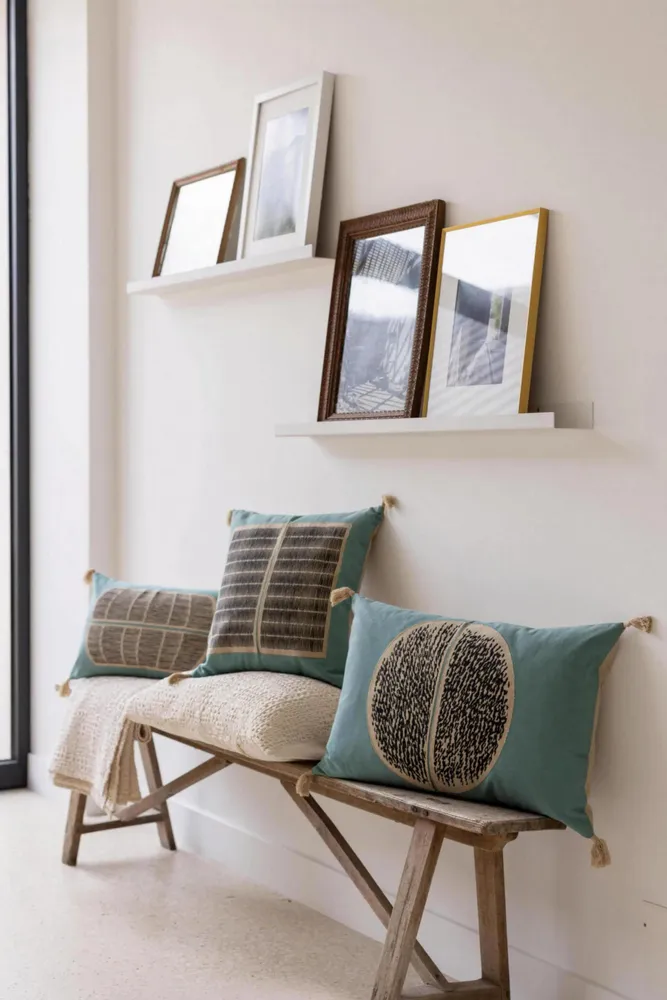 Cushions - Cushion Yael W/Emb Prusse 45 X 45 - MAISON VIVARAISE - SDE VIVARAISE WINKLER