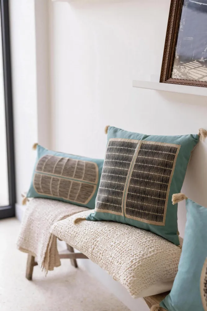 Cushions - Cushion Yael W/Emb Prusse 45 X 45 - MAISON VIVARAISE - SDE VIVARAISE WINKLER