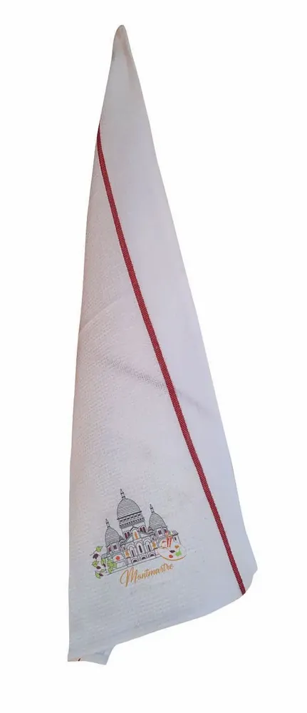 Torchons - Torchon nid d'abeilles recyclé Montmartre Blanc/rouge 50 x 70 - MAISON VIVARAISE - SDE VIVARAISE WINKLER