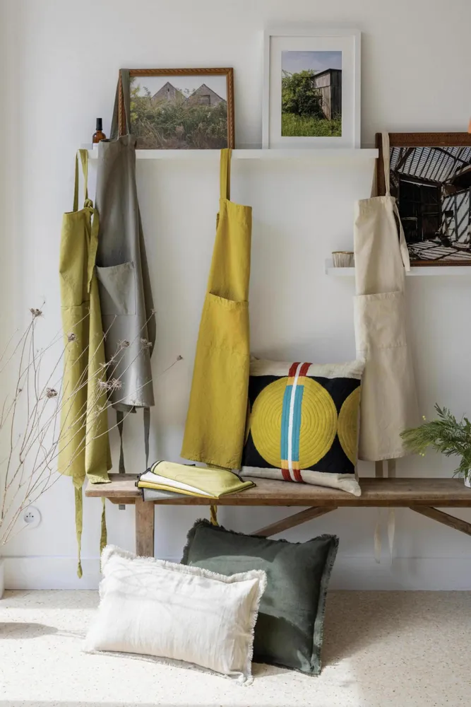 Aprons - Ada Recycled Kitchen Apron Kaki 72 X 85 - MAISON VIVARAISE - SDE VIVARAISE WINKLER