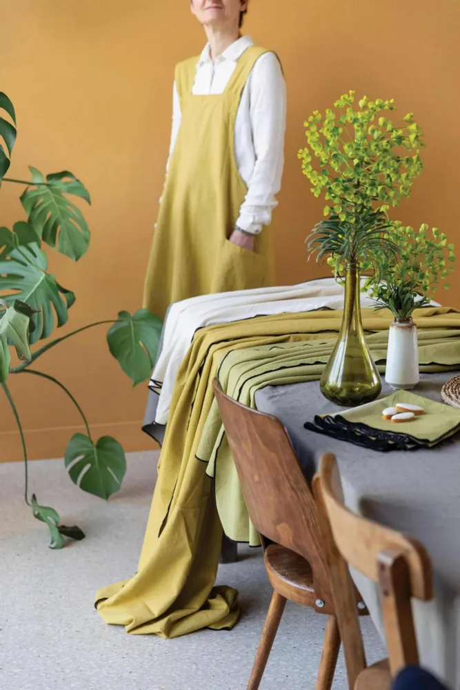 Tabliers de cuisine - Tablier de cuisine japonais recyclé Haru Badiane 78 x 100 - MAISON VIVARAISE - SDE VIVARAISE WINKLER